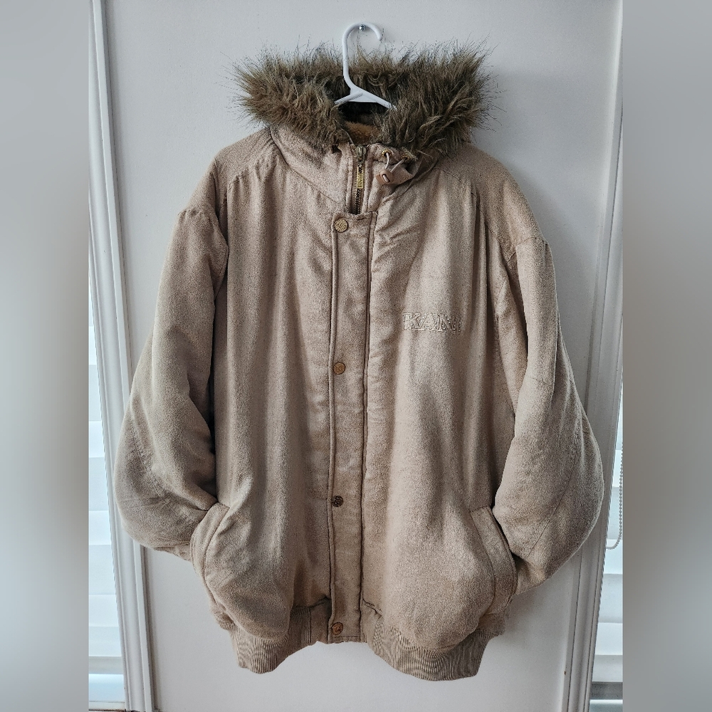 Karl Kani Beige Suede & Faux Fur Jacket
